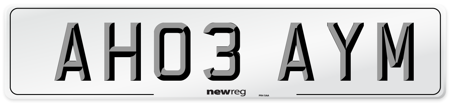 AH03 AYM Number Plate from New Reg